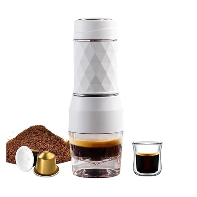 3 In1 Hot/Cold Portable Coffee Machine Manual Espresso Maker For Capsule & Ground Hand Press Brewer Home Office Travel ,RV, Hiking, Office