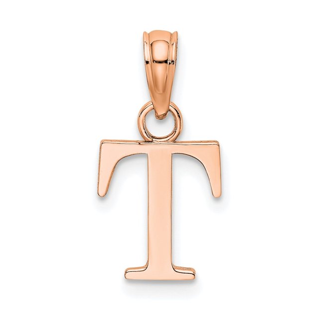 Diamond2Deal 14K Rose Gold Block Letter T Initial Pendant for Women