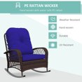 thumbnail image 4 of Outsunny Rattan Rocking Chair with Soft Cushion for Garden, Dark Blue, 4 of 10