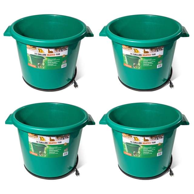 Farm Innovators HT-200 16 Gallon Heated Animal Water Bucket, Green (4 Pack)