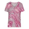 thumbnail image 4 of T-shirt Ample Décontracté à Col en V à Manches Courtes pour Femmes avec Imprimé, 4 of 5