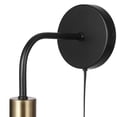 thumbnail image 2 of Holden 1-Light Long Arm Matte Black Plug-In or Hardwire Wall Sconce with Matte Brass Socket, 2 of 7
