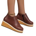 thumbnail image 4 of EGNMCR Bottines pour Femmes Femmes Chaussures Rétro à Semelle Plate Décontractées Grande Taille à Enfiler Chaussures à Double Fermeture Éclair, 4 of 4