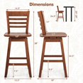 thumbnail image 3 of Costway 2 PCS 24.5" Counter Height Bar Chairs Swivel Bar Stools with Hollow Backrest Brown, 3 of 8