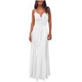 thumbnail image 1 of Bigersell Robes de Mariage pour Femmes Mariée Mode Femmes Été Bohème Sans Manches à Bretelles Col en V Bandage Fête Plage Robe Femmes Coupe Évasée Style 32633, Robes Femme Longueur Genou Blanc TG, 1 of 9