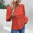 thumbnail image 4 of RXIRUCGD Haut/chemise à Manches Longues à Col Rond pour Femme, Décontracté, Uni, en Dentelle Patchwork, Orange, Taille : S, 4 of 5