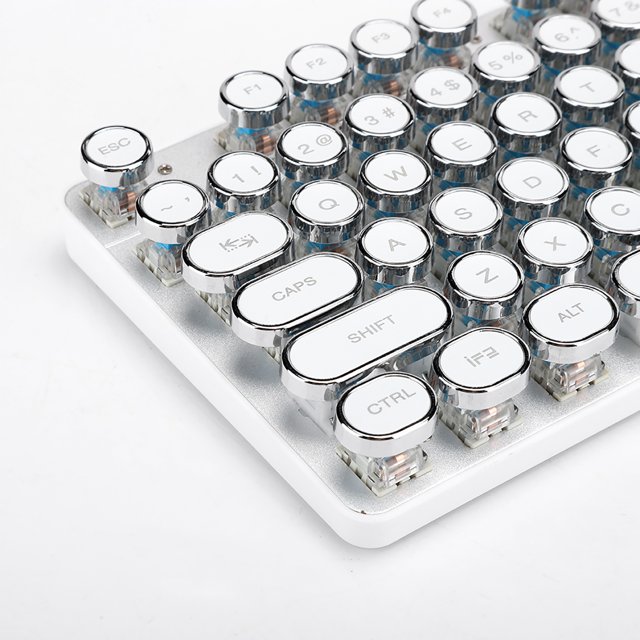 Keyboard, with Retro Round Cap Mechanical Keyboard Game Keyboard User-friendly Design White for Game
