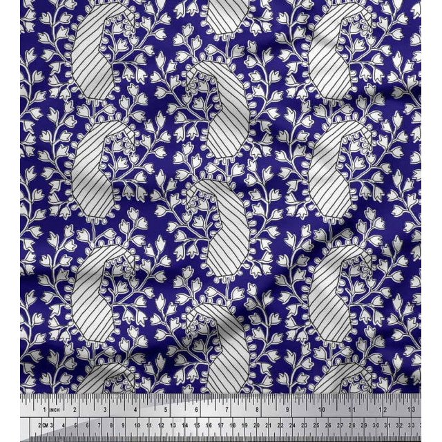 Soimoi Poly Georgette Fabric Floral & Paisley Block Print Sewing Fabric Yard 42 Inch Wide