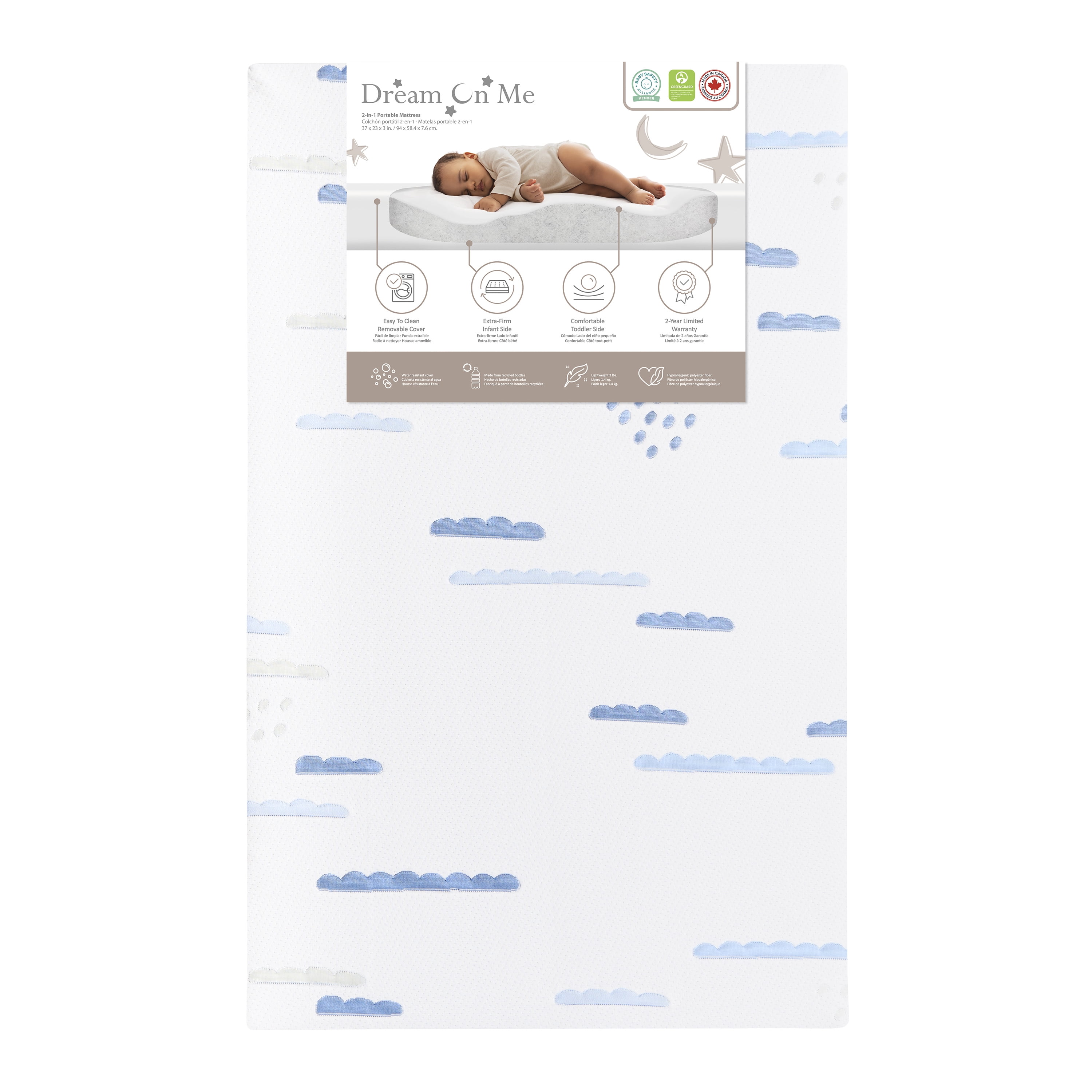 Dream On Me Rest EZ 2 in 1 Portable Crib Mattress