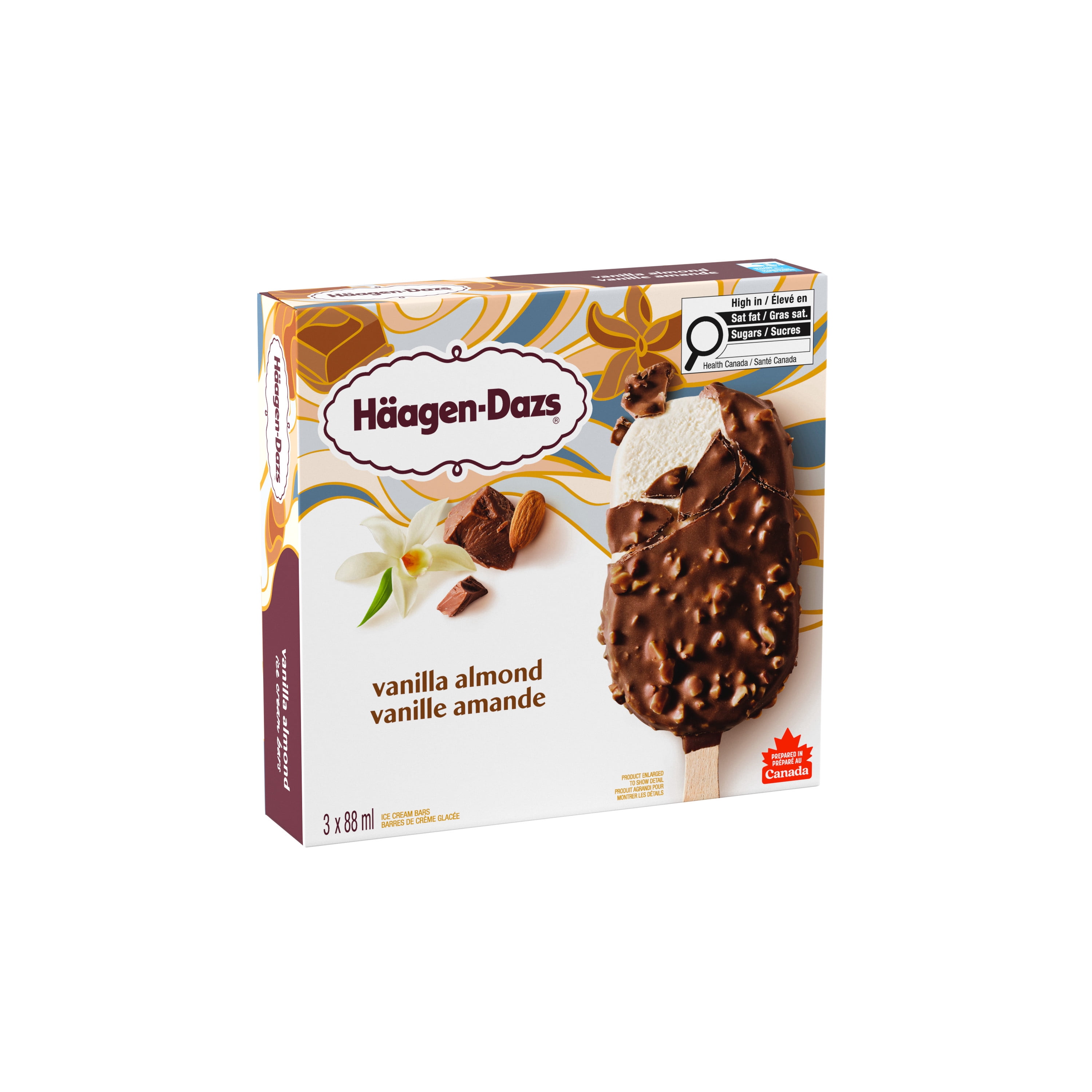 HAAGEN-DAZS Barres De Crème Glacée Vanille Amande 3 x 88 ml