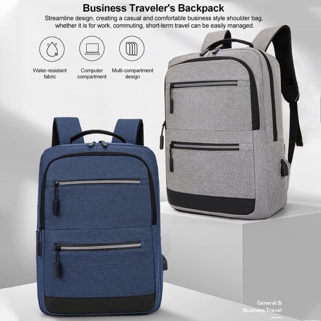 Laptop Backpack Computer Bag with USB Charging Port , Ergonomic Shoulder Straps for 15.6 Inch Laptop, Business Casual