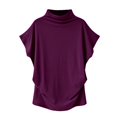 thumbnail image 2 of AMERTEER Blouse Décontractée en Coton à Manches Courtes et Col Roulé pour Femmes, Grande Taille, 2 of 5
