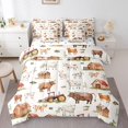 thumbnail image 1 of Ensemble de Literie Mignon avec Vache de Dessin Animé, Format Simple pour Enfants, Ensembles de Literie Camions de Ferme, Pois Réversible, 7 Pcs, 1 of 5