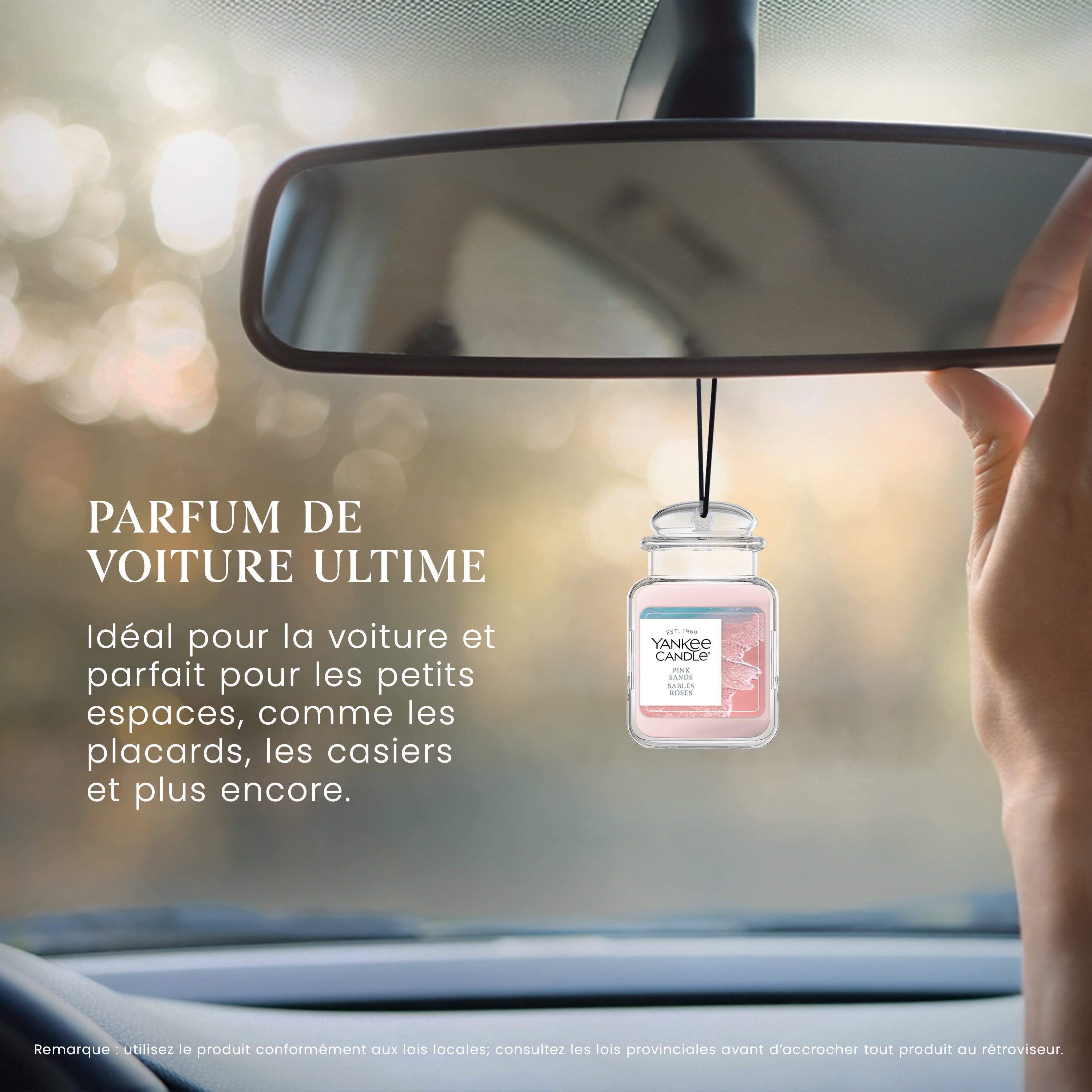 Désodorisant de voiture Yankee Candle Car Jar Ultimate, parfum Sables roses - neutralise les odeurs jusqu’à 30 jours