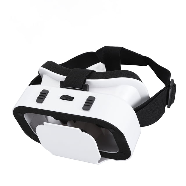 VR Goggles, HD Optical Lenses VR 3D Headset with a professional ergonomic design, featuring adjustable pupil distance (58.5-70.5mm) and object distance (45mm). Made of ABS and sponge materials, compatible with 4.7-6.53 inch cell phones, including IOS devices. Designed for immersive 3D panoramic viewing, virtual reality experiences, and suitable for users with up to 600 degrees of myopia. Includes a wiping cloth and instruction manual.