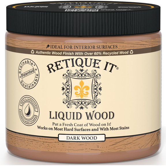 Retique It New and Improved Formula Liquid Wood Coatings - Stainable Primer - Paint It Then Stain it (Dark Wood, Medium)