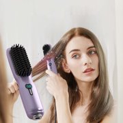 EGNMCR Wireless Hair Straightener Brush Upgraded Portable Hair Straightener Brush For Women With Travel Size In 1 Wireless Hair Straight Comb USB Rechargeable Straightener Brush