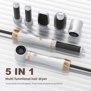5 in 1 Hair Dryer Brush Set, Blow Dryer Brush with Air Style Wrap Hair Styler, Negative Ionic Magic Style Set, Detachable Air Curler for Volumizer,Straightener,Drying