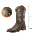 thumbnail image 3 of Womens Embroidered Cowboy Riding Boots Classic Leather Square Toe Wide Mid Calf Pull on Cowgirl Booties, 3 of 7