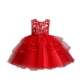 thumbnail image 1 of Robes Petite Fille Printemps Été Imprimé Coton Sans Manches Nœud Papillon Robe de Fête Princesse Robe Fille Taille 6-7T, 1 of 9