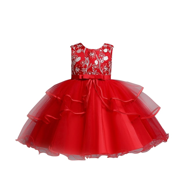 Robes Petite Fille Printemps Été Imprimé Coton Sans Manches Nœud Papillon Robe de Fête Princesse Robe Fille Taille 6-7T