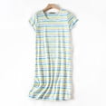 thumbnail image 2 of Pyjama en Coton pour Femmes, Nuisette Grande Taille Vêtements Tricotés Doux à Manches Courtes Col Rond, Bleu Ciel P-TG,, 2 of 4