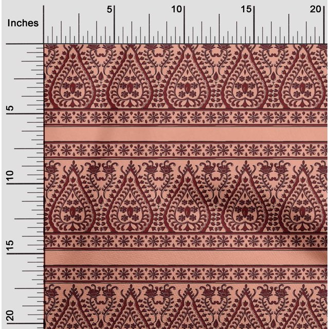 oneOone Viscose Chiffon Fabric Stripe|Leaves & Floral Block Printed Craft Fabric BTY 42 Inch Wide