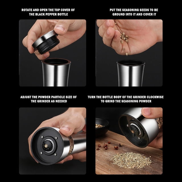 JJKBVCLO Stainless Steel And Pepper Grinder Set Of 2 Adjustable Ceramic Sea Grinder Pepper Grinder Glass And Pepper Shakers Pepper Mill Mill W Funnel EBook