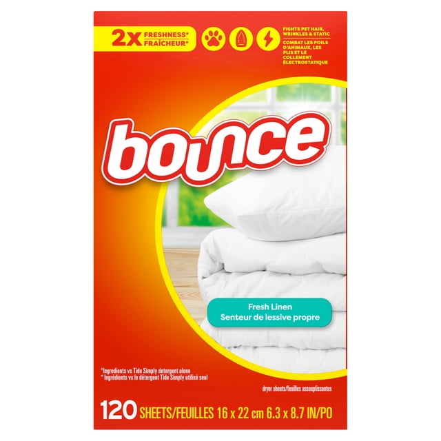 Bounce Fabric Softener Sheets, Fresh Linen Scent 120CT