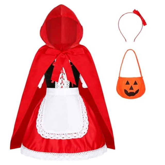for Women Halloween Dress Attire Little Red Riding Hood Outfit Performance Apparel for Parties and Events