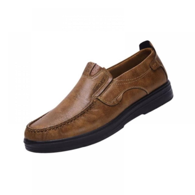 Mens Walking Shoes Leather Lightweight Breathable Casual Slip On Loafers