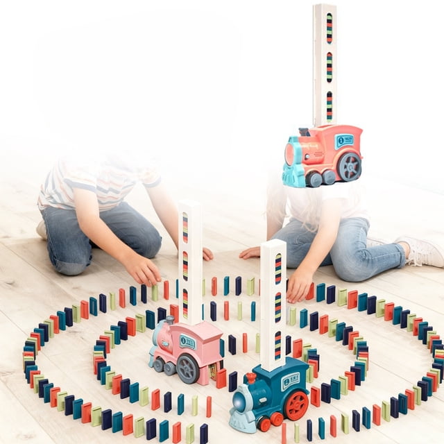 CJiaWei Pull Train Set Automatic Train Toy Set Kids Train Set With Sound And Light Educational Toys Game For Boys And Girls