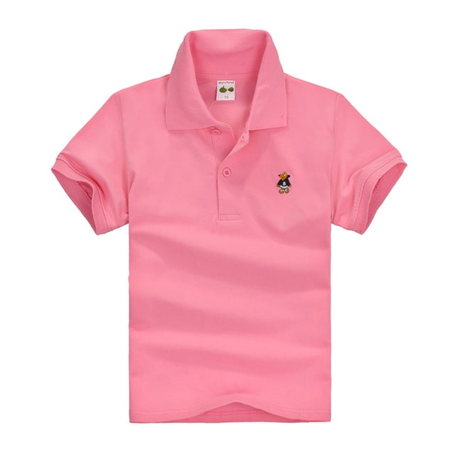 Chandail Polo pour Garçons Rose Chemises d'Uniforme pour Garçons Chandail de Rugby pour Garçons Polos à Manches Courtes pour Garçons Tenue pour Garçons 7-8 Ans
