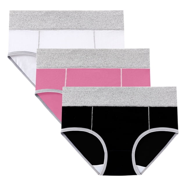 3 Pack High Waist Panties for Women Tummy Control Plus Size Cotton Underwear Full Coverage Comfy Ladies Briefs 5XL