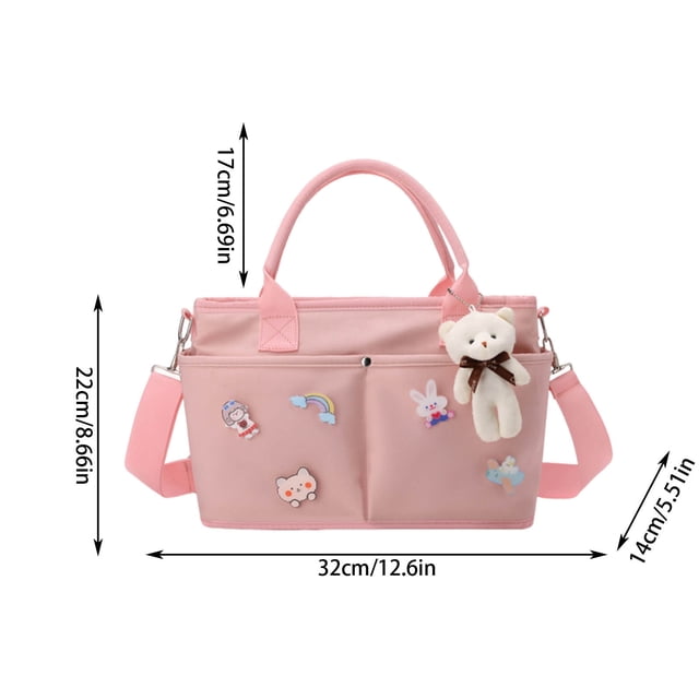 Diaper Bag Backpack Diaper Bag for Infant Large Capacity Pockets Wrap Straps for Stroller Pendant Bear Brooch Infant Bottle Diaper Postpartum Infant Pack Baby Diaper Bag