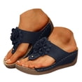 thumbnail image 1 of IUJSOY Orthopedic Sandals for Women Boho Flower Platform Flip Flops Wedges Comfortable Walking Shoes, 1 of 9