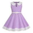 thumbnail image 1 of TopLLC Robe Sans Manches Col Rond Filles Été Rétro Taille Rayée Couleur Unie Manches Volantes Robe Col Rond Girl Dress, 1 of 5
