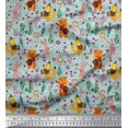 thumbnail image 1 of Soimoi Modal Satin Fabric Floral,Musical Instruments & Animals Cartoon Print Fabric by The Yard 42 Inch Wide, 1 of 3