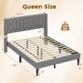 thumbnail image 3 of Gymax Queen Size Bed Frame Linen Fabric Upholstered Platform Bed w/Wingback Headboard Gray, 3 of 10