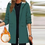 EGNMCR Womens Long Puffer Coat, Long Sleeve Padded Winter Down Coats, Hooded Parka Jacket Women'S Thick Warm Lamb Wool Padded Coat Women'S Mid-Length Hooded Coat Women Coat