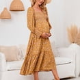 thumbnail image 4 of PEZHADA Mode d'Automne pour Femmes,Vêtements de Maternité pour Femmes,Robe Longue Décontractée et Aguichant pour Femmes Enceintes avec Petite Impression Florale en Mousseline à Col et Manches Longues, 4 of 5