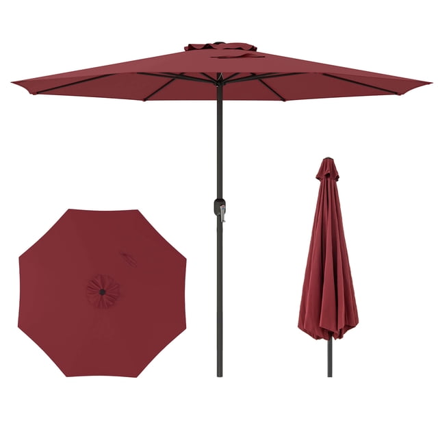 Costway Parasol de Patio de 12 Pi en Rouge avec un Grand Auvent de 12 Pieds de Diamètre en Tissu polyester 180 G/m2. le Parasol Présente une Manivelle pour une Ouverture et une Fermeture Faciles, 8 Nervures Métalliques Robustes pour la Stabilité, et un Auvent Ventilé pour la Circulation d'Air. le Mât en Métal Enduit de Poudre a un Diamètre de 1,9 Po et Se Connecte via un Bouton à Ressort pour un Assemblage Rapide. Convient aux patios, Jardins et au Bord de la Piscine. base de Parasol Non Incluse.