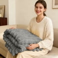 thumbnail image 2 of Thickened Bunny Throw Blanket for Home and Travel - Soft Polyester Cozy Rabbit Knit Comforter for Living Room Bed, 2 of 4