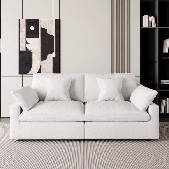 The Magic Home Cloud Modular Linen Sectional Sofa, White