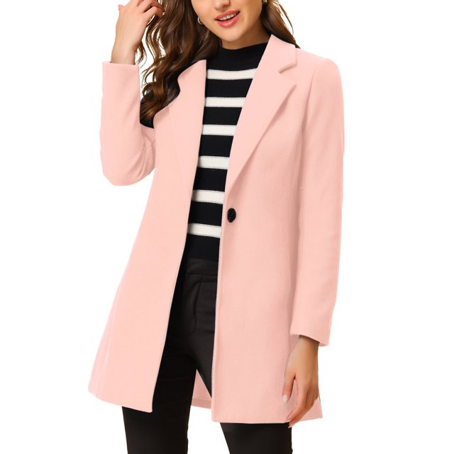 INSPIRE CHIC Manteau Long Classique à Manches Longues avec Revers Cranté pour Femmes