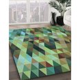 thumbnail image 3 of Ahgly Tapis d'Intérieur Lavable en Machine Carré Transitionnel Vert Olive Foncé, 3 Pieds Carré, 3 of 7