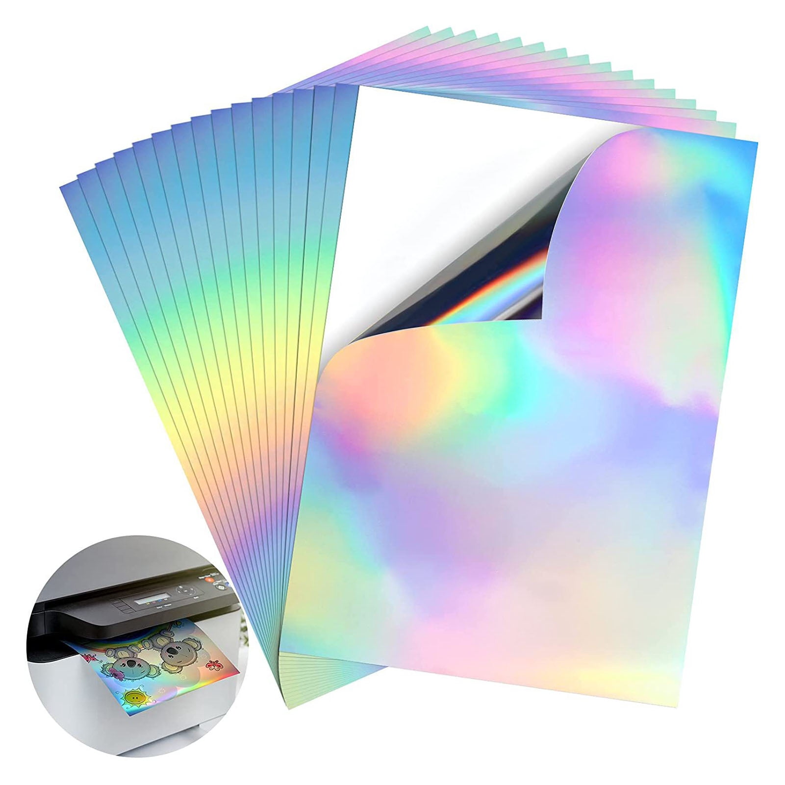 Printable Holographic Sticker Paper, Ink Jet Printer Holographic Sticker Paper Dries Quickly  for DIY