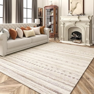 SIXHOME 5'x7' Area Rugs for Living Room Washable Rugs Boho Large Area Rug Modern Geometric Neutral Carpet and Area Rugs for Home Decor Foldable Nonslip Bedroom Rugs Brown