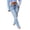 Light Blue, variant on Zulora Women's High Waisted Flare Jeans Ripped Distressed Denim Pants with Hem Stretchy Tight Fit Bell Bottoms for Women