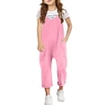 thumbnail image 1 of Girls Casual Sleeveless Jumpsuits - Spaghetti Strap Loose Overalls Rompers with Pocket for 4-13Y, 1 of 5